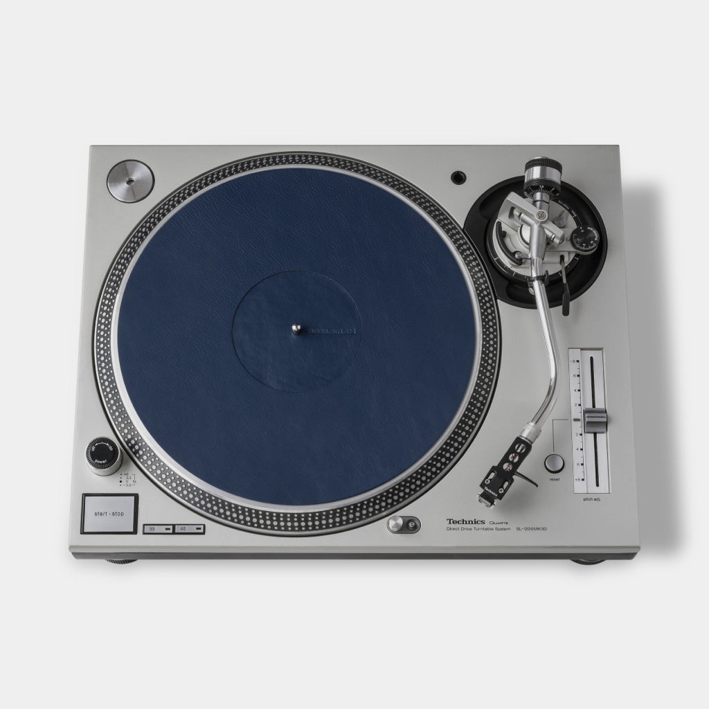 Turntable Leather Platter Mat - Navy