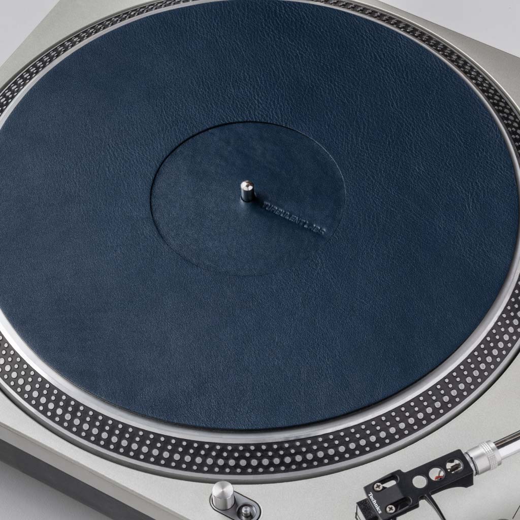 Turntable Leather Platter Mat - Navy